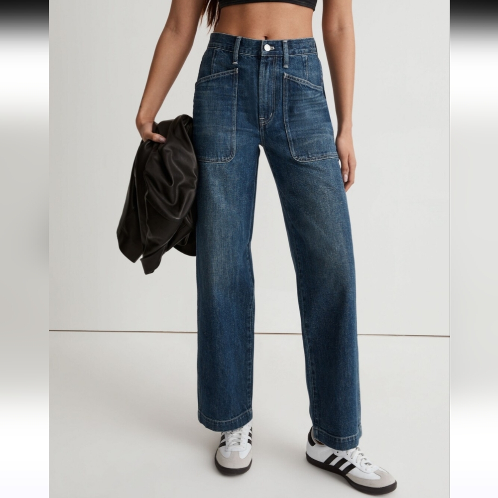 The Perfect Vintage Wide-Leg Selvedge Jean in Graythorn Wash size 30